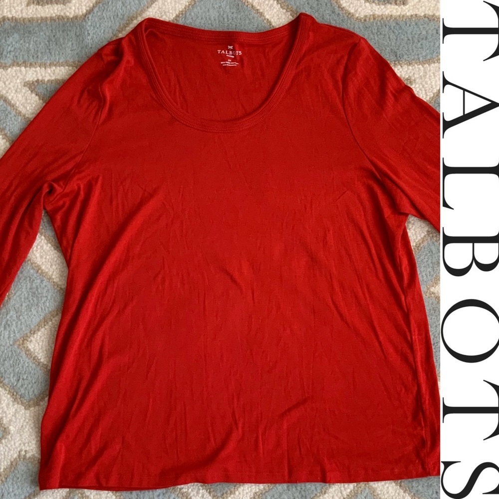 TALBOTS Pima cotton 3/4 sleeve red shirt 2X